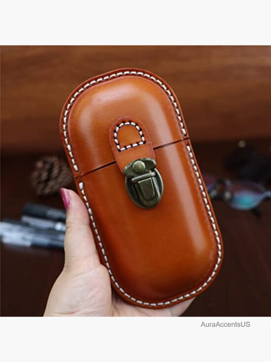 Leather Hard Shell Eyeglass Case Retro Locking Clasp Storage Box main image 7